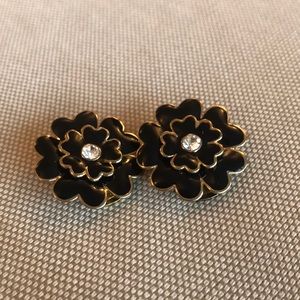 Enamel Floral Clip Earrings